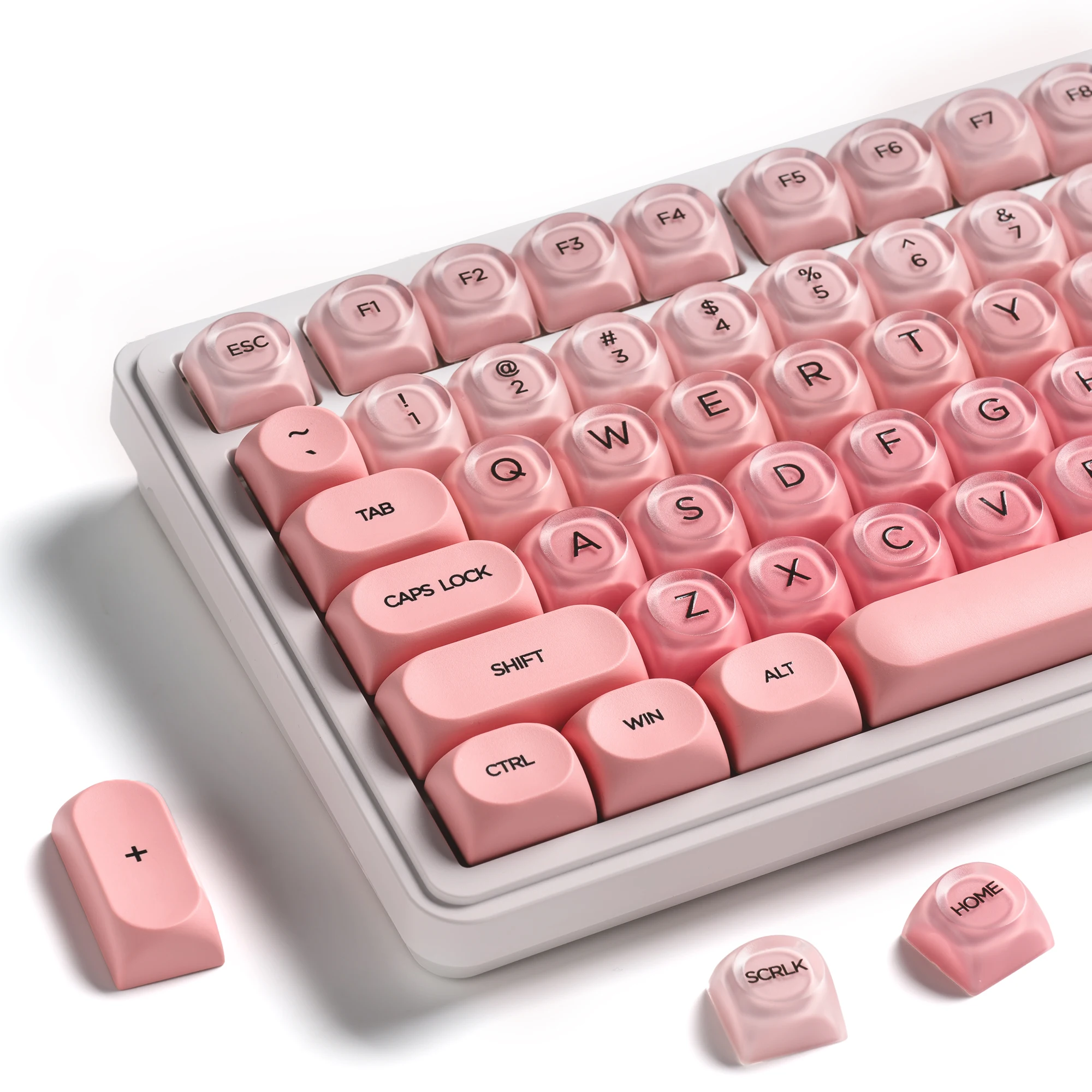 

XVX Pink Keycap Clear 132 Keys Dye Sublimation Pbt+Pc HOA Profile Round Key Cap Adapted To Mechanical Keyboard 75 Keycaps