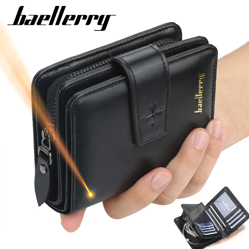 

New Name Engraving Men Short Wallets Big Capacity Card Holder Zipper Male Coin Purse High Quality Retro Coin Wallet For Men