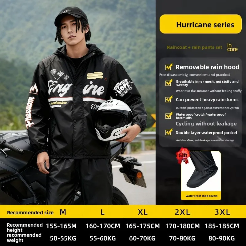 

Men's Motorcycle Raincoat Split Suit, Fashion Oxford Rainproof Gear, Rainstorm-proof Locomotive Riding Suit for Riders