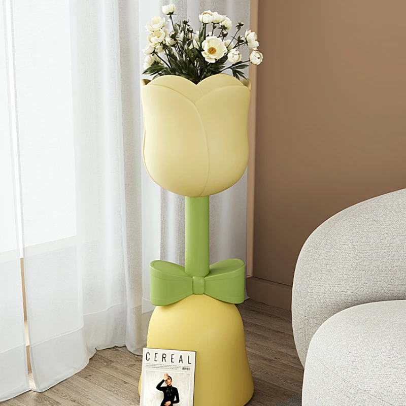 Cream Style Tulip Storage Floor-standing Flower Pot Flower Arrangement Living Room Next To The TV Cabinet Home Furnishings