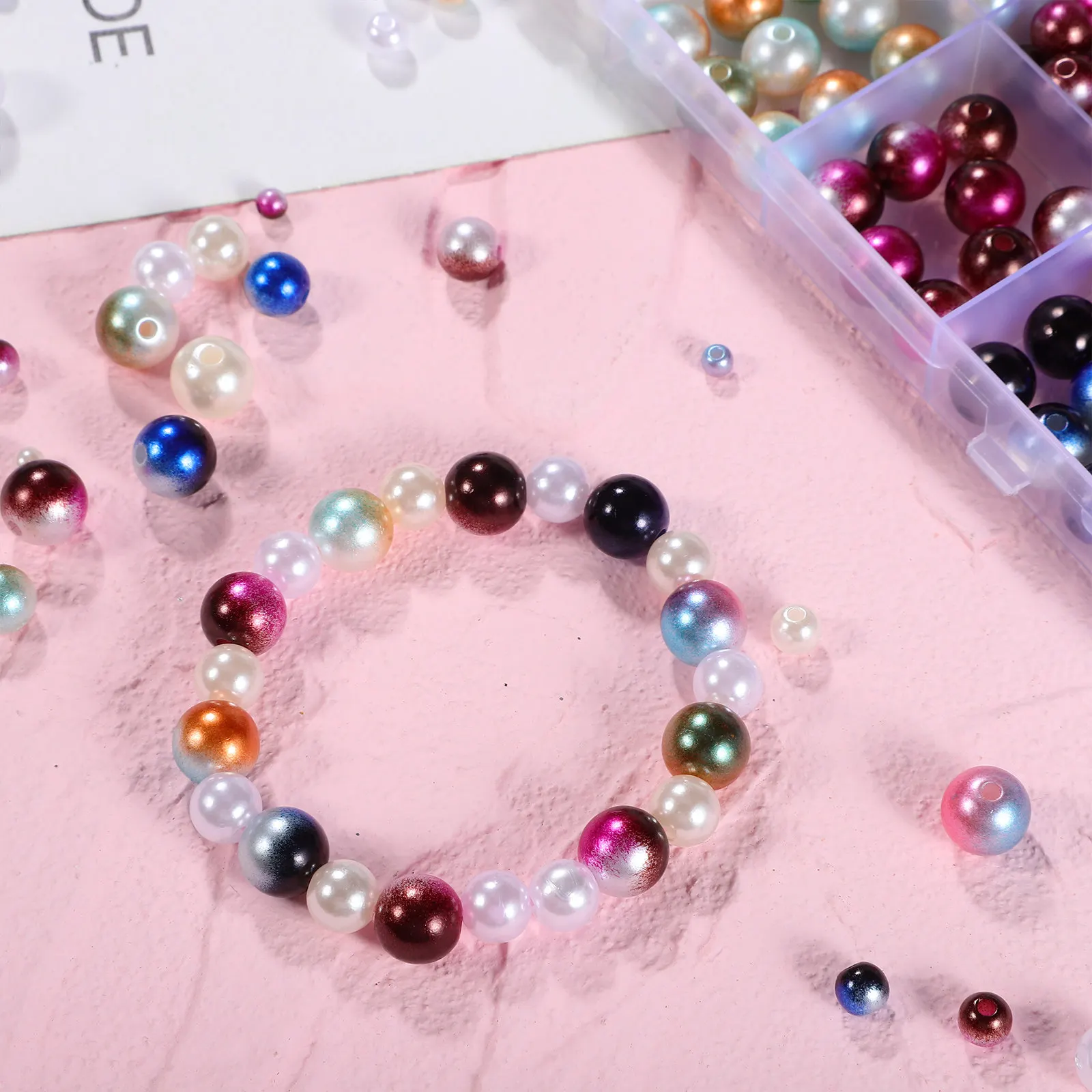 

Pearl Beads Jewelry Making Loose Beads Box Gradient Color Small Medium Large Sizes DIY Necklace Bracelet Craft Accessory