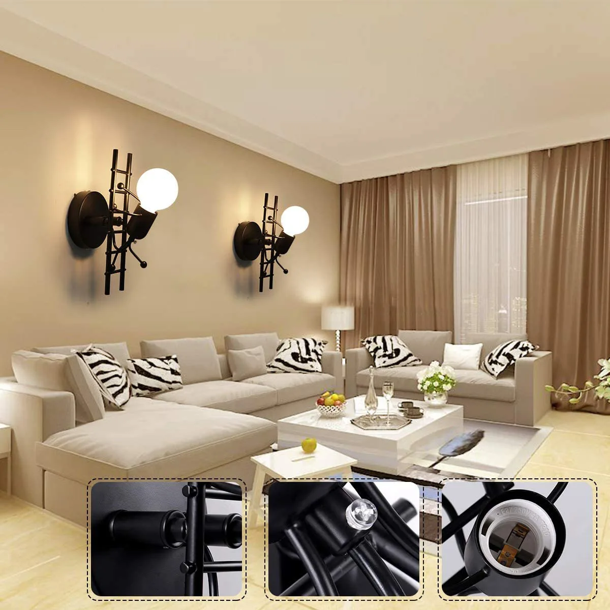 مصباح جداري لغرفة النوم بشرير كرتوني LED ، ديكور فني ، مصباح جداري إبداعي داخلي ، ديكور غرفة معيشة منزلية ، شمعدان