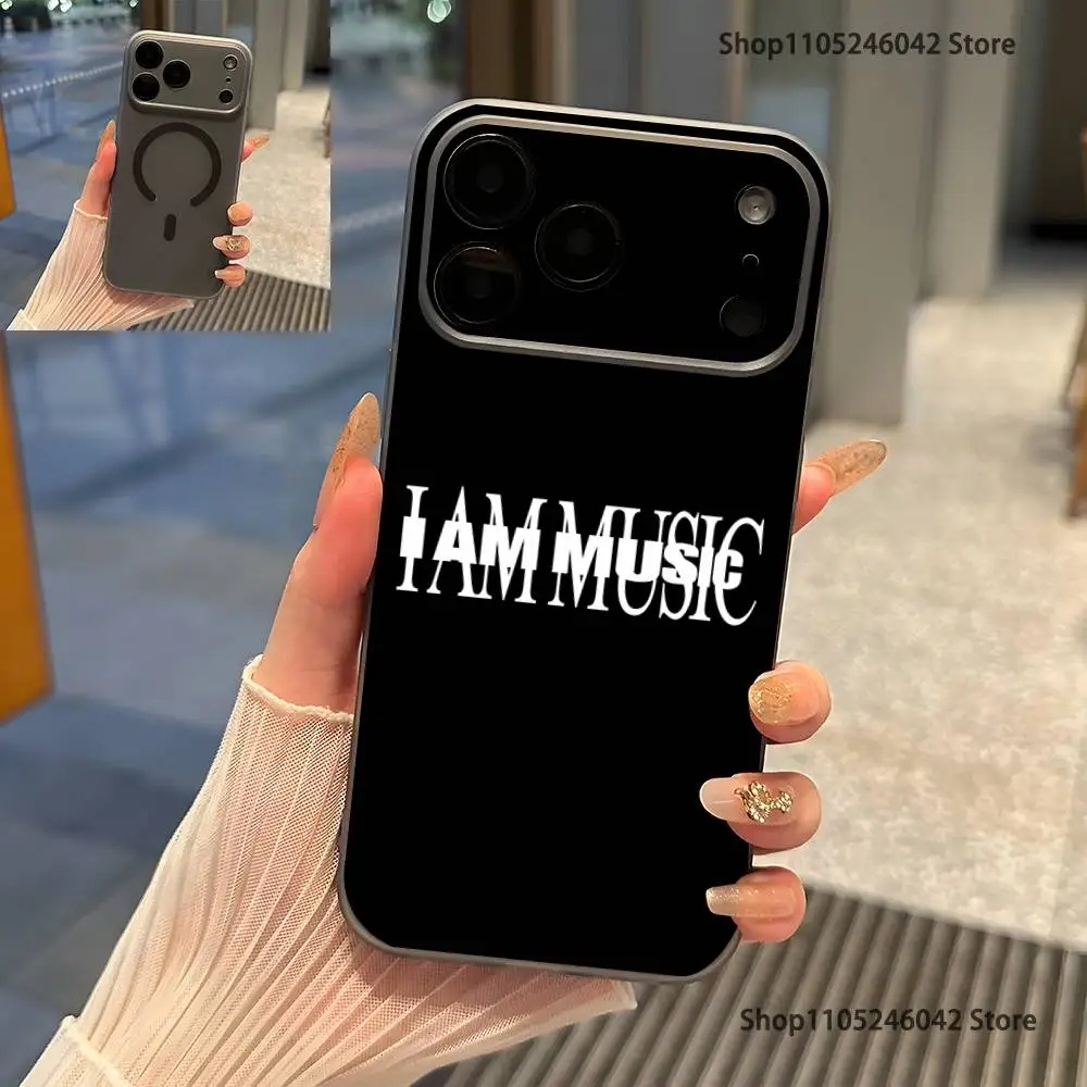 I AM MUSIC P-Playboi Carti Casing Ponsel Transparan Anti Benturan Warna Abu-abu Untuk iPhone 17,16,15,14,13,12,11,Pro,Max,Plus, Pengisian Daya Magnetik