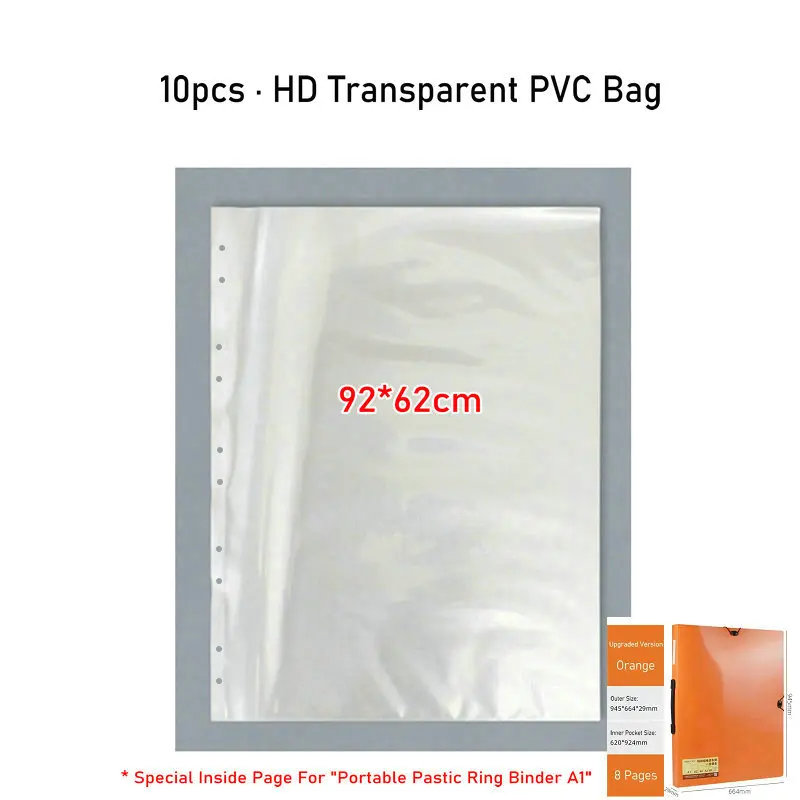 HD Transparent Sleeves A1 Poster Binder Sleeves Clear File Bag Art Drawing Storage Sheet Protector