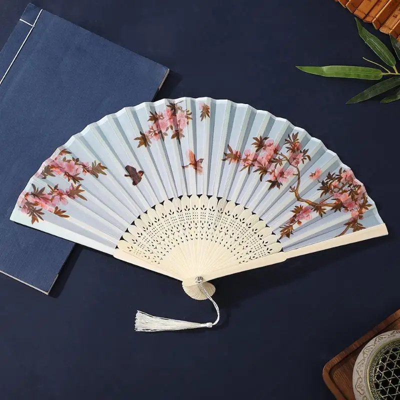 المرأة زهرة الطباعة مروحة اليد الثقافية الصينية التقليدية مروحة قابلة للطي الرقص مروحة الصينية مروحة قابلة للطي حفل زفاف ديكور #1