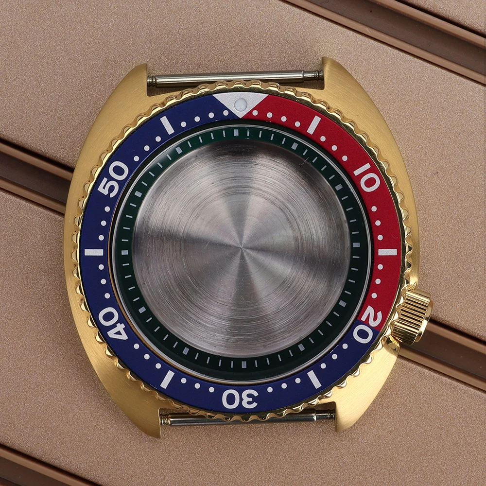 

Fashion Diving 45MM Gold Watch Case Sapphire Glass For Turtle Abalone Seiko NH34 NH35 NH36 NH38 Movt Design Brushed Accessories