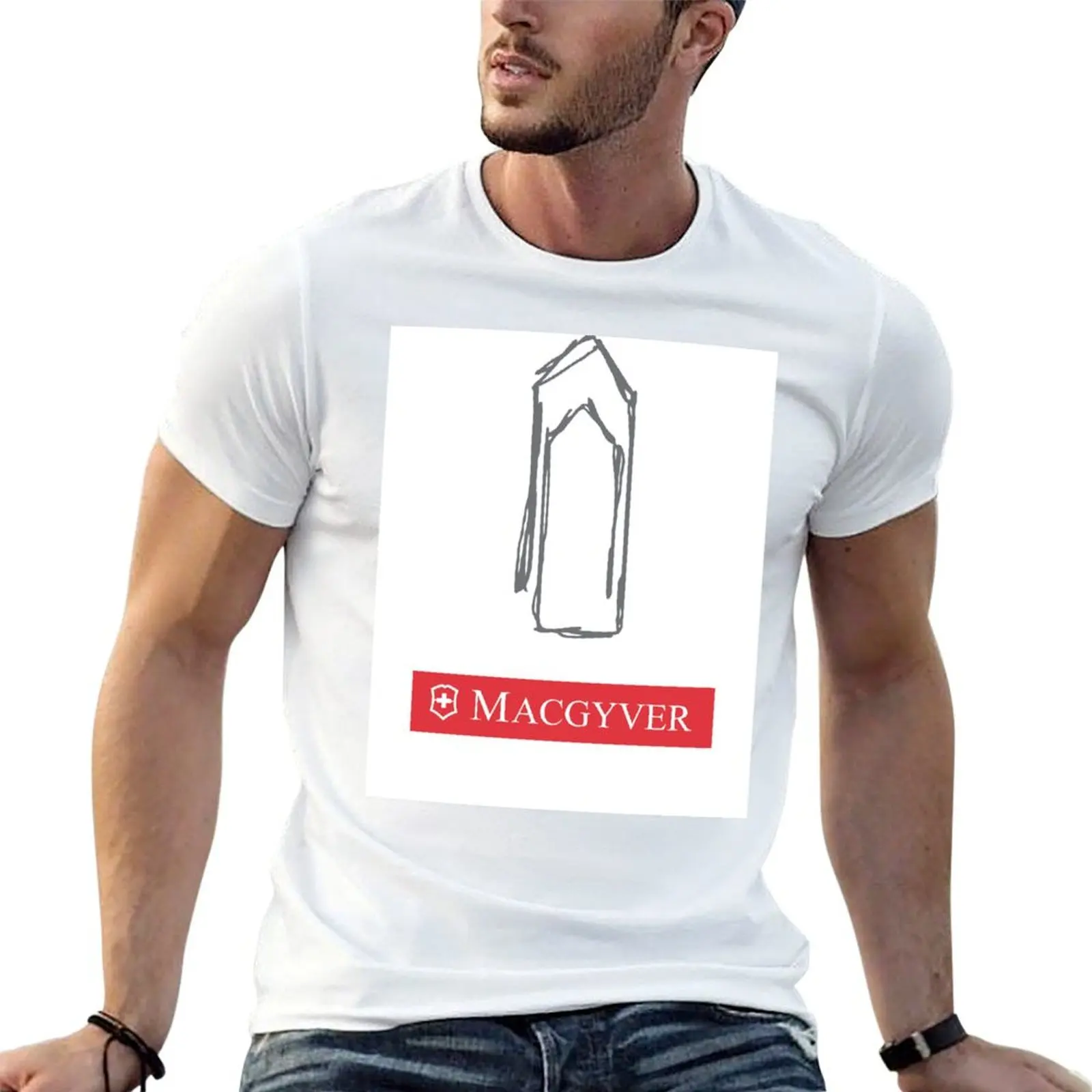 Camiseta MacGyver para homem, camiseta de algodão 100% para homem, camiseta de luxo