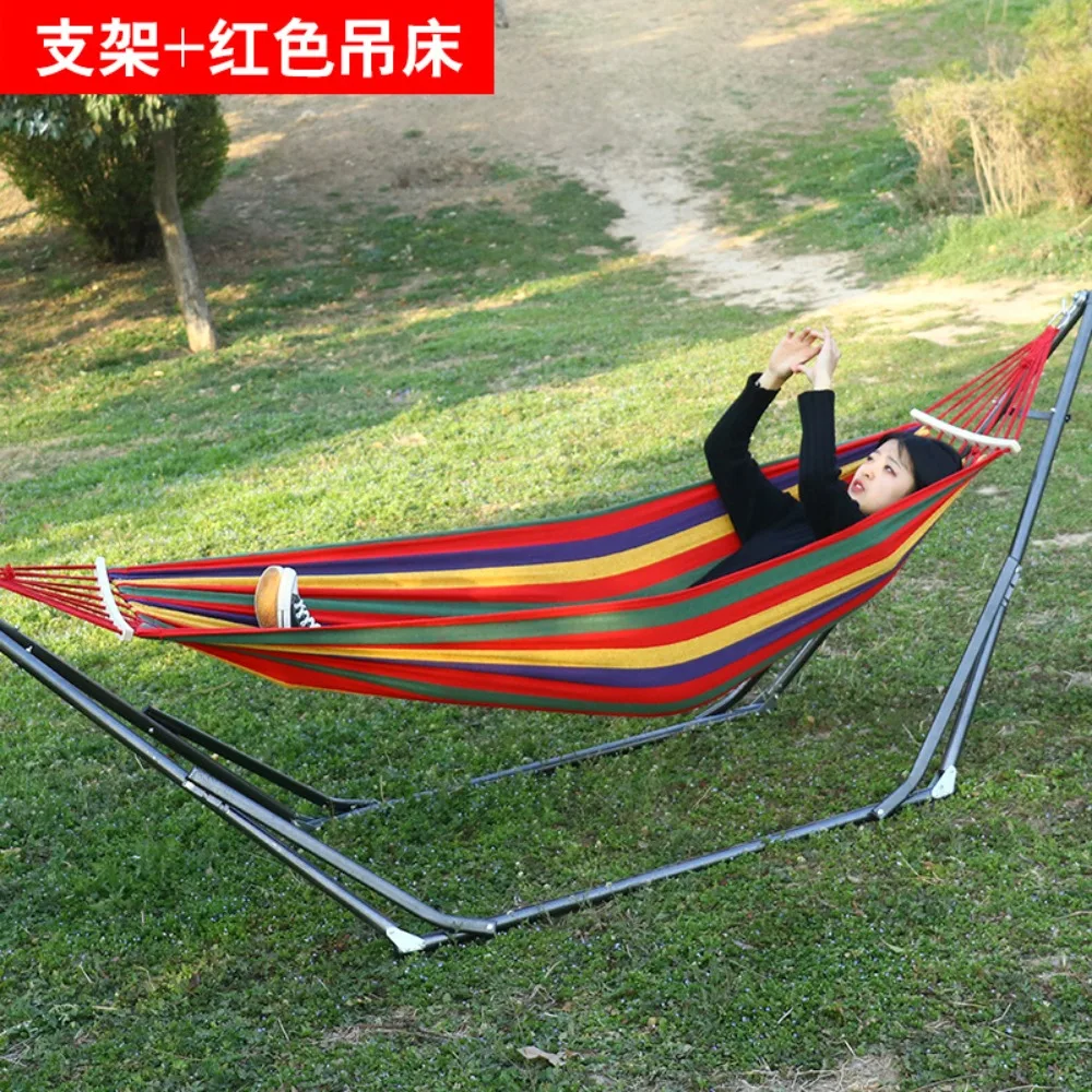 Painted steel pipe bracket curved stick swing hammock indoor adult elderly children outdoor folding hanging chair cradle