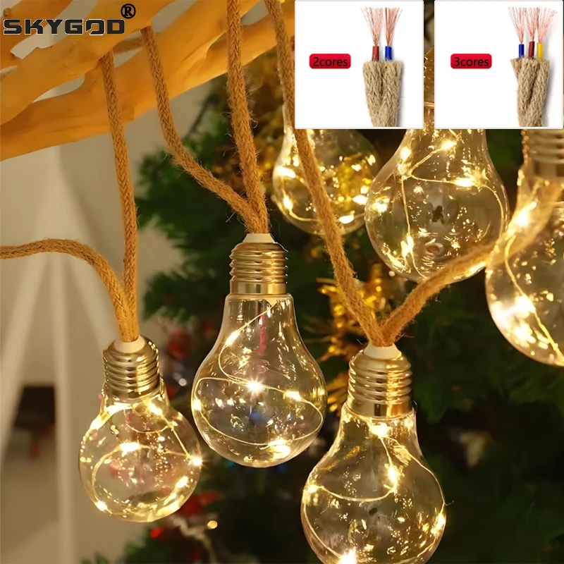 1~10m Hemp Rope Twisted Cable 2 Cores 3 Cores Retro Style Copper Electrical Wire Vintage Braided Wire Pendant Light Lamp Cord