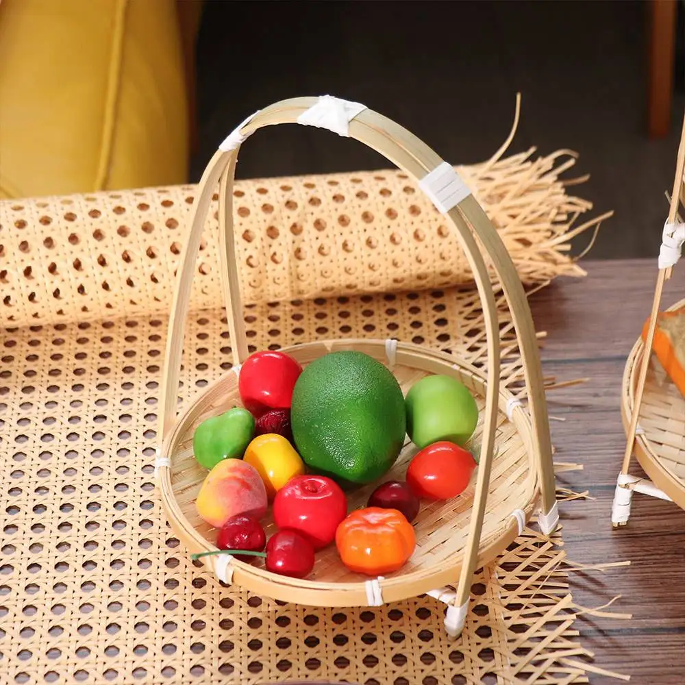 Fruit Tray 1/2/3 Tier Bamboo Weaving Baskets Round Weave Snack Display Stand Handcrafted Elegant Storage Baskets Home