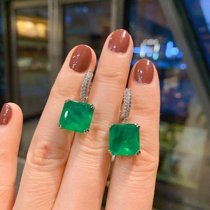 KNRİQUEN-Paraiba Turmalin Zümrüt Taş Klip Küpe Kadınlar için, güzel Takı ve Değerli Taşlar, ve Bu Kokteyl, Parti, Vintage, Girly, 12x12 Küpeler için 6 büyük satış, turmalin-no. 6