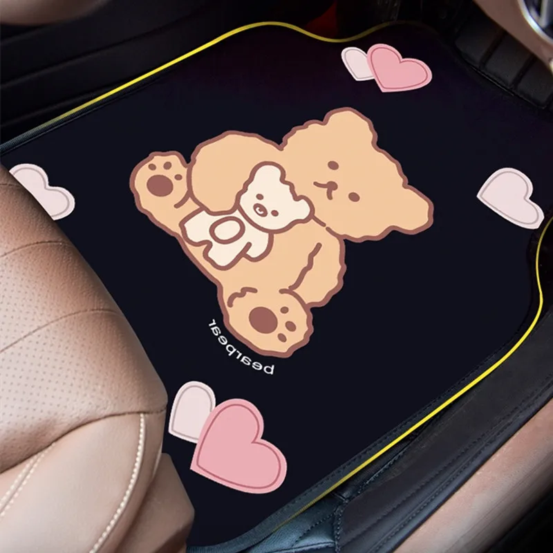 Four Seasons Universal Cute Bear Short Plush Anti-skid Anti-dirty accessori interni per auto tappetino per auto