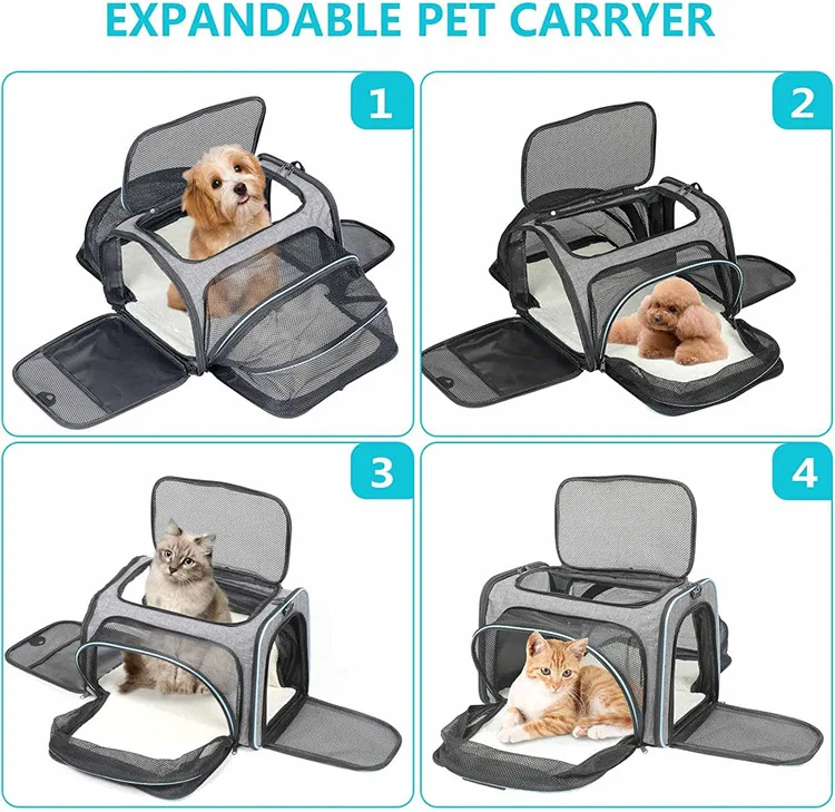 Bolsa de Transporte para Gatos, Portátil y Extensible, Bolsa de Viaje para Mascotas, Perros Pequeños y Gatos, Bolsa de Transporte para Mascotas en Auto