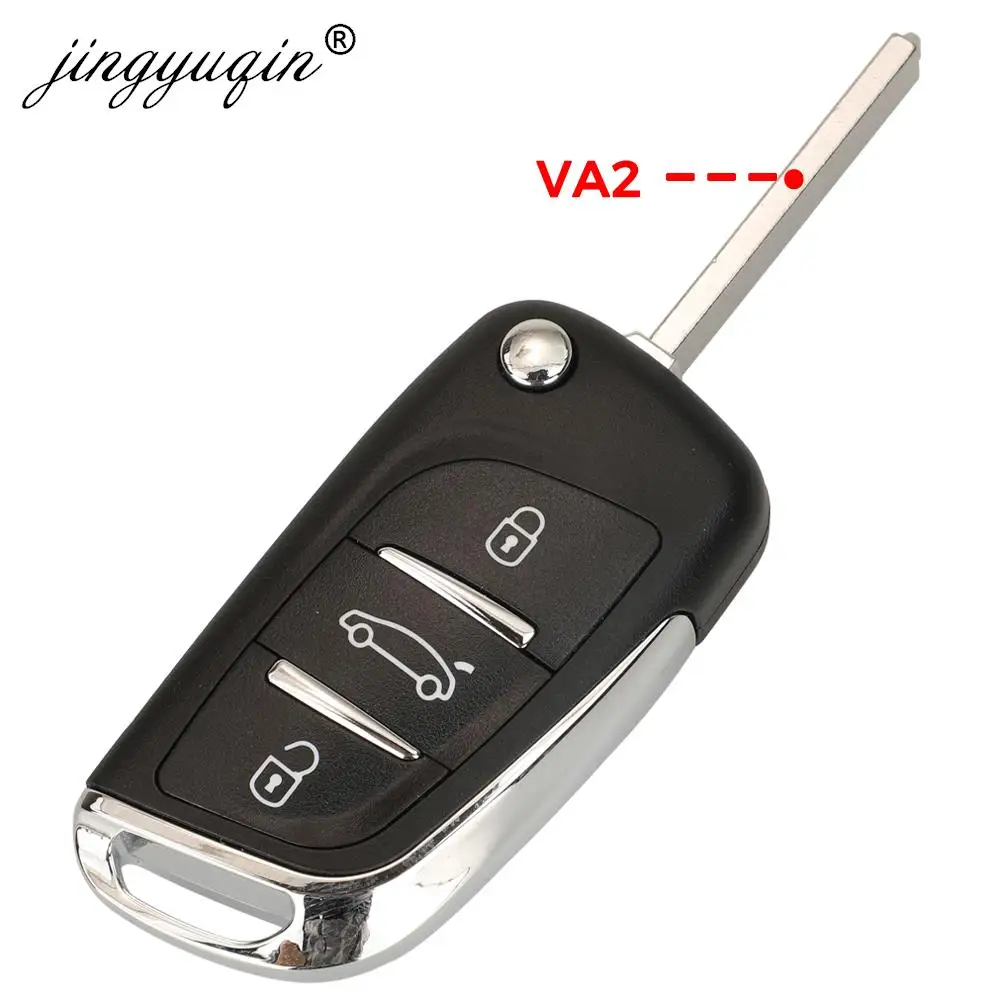 jingyuqin CE0536 2/3 Buttons Modified Flip Car key for Peugeot Partner 307 308 407 408 3008 ASK/FSK 433MHz PCF7961 HU83/VA2