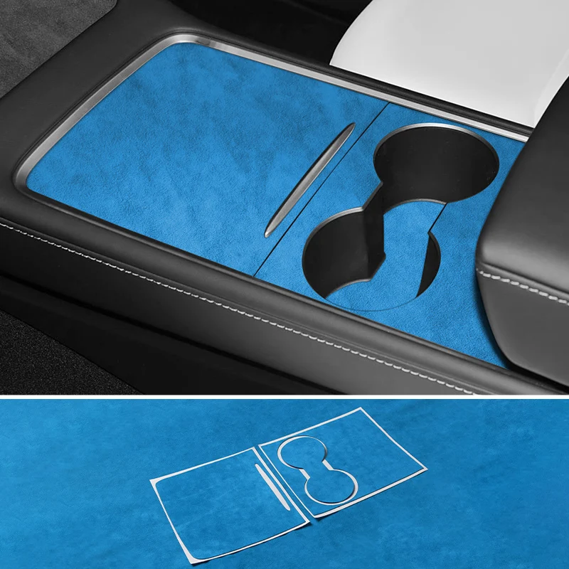 For Tesla Model 3（2019-2023）Model Y Car Center Console Stoarge Panel Trim Sticker Made of Alcantara Interior Tuning Accessory
