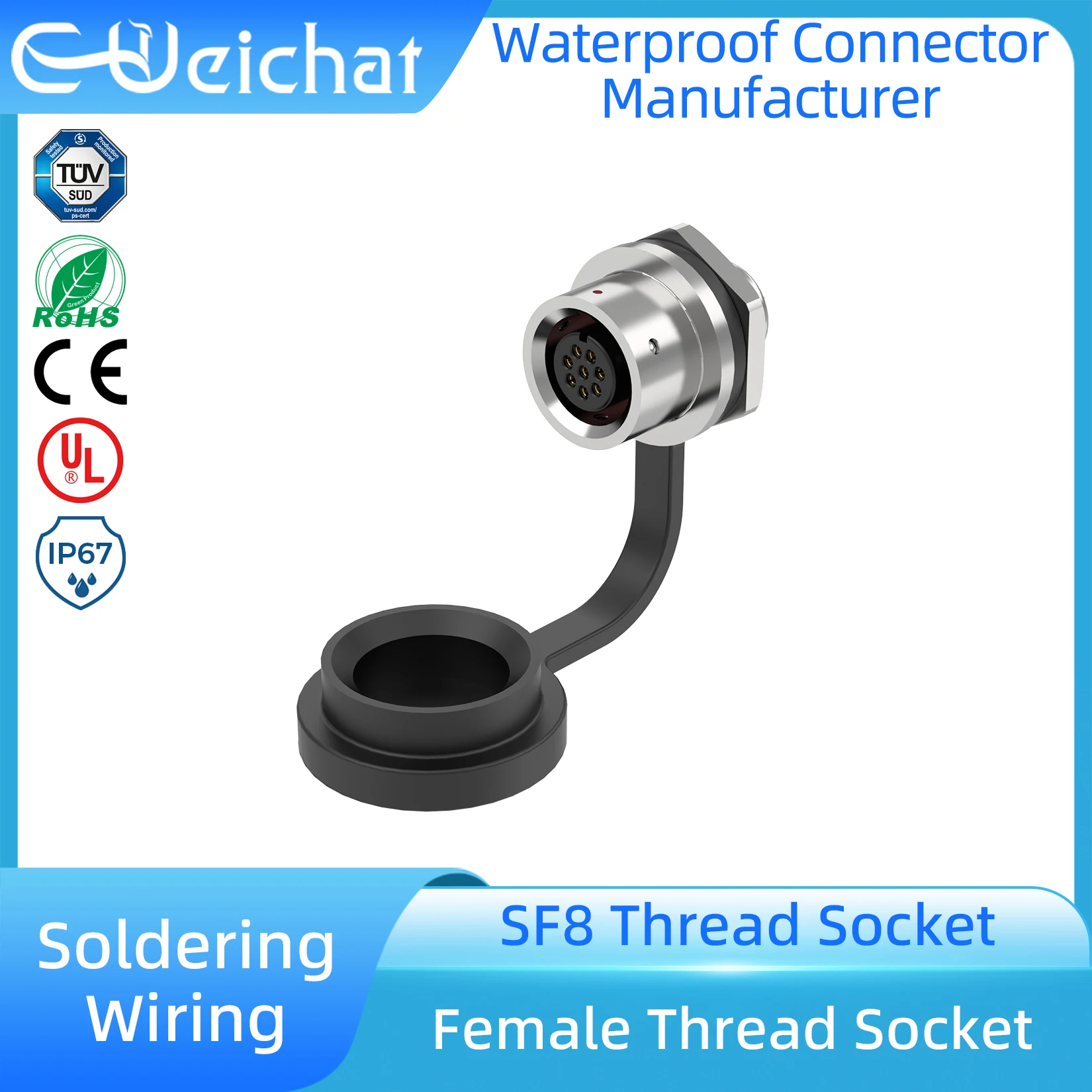 

SF8 IP67 Waterproof Metal 2/3/4/6/8 Pin Panel Mount Aviation Plug Socket Industrial Cable Connector Male Female Wire Connector
