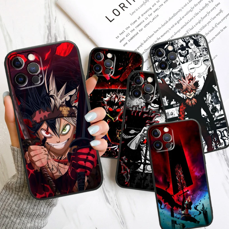 Black Clover Asta Apple iPhone Case For 15 14 13 12 11 Mini XS XR X 6S 6 Pro Max Plus Black Soft Cover