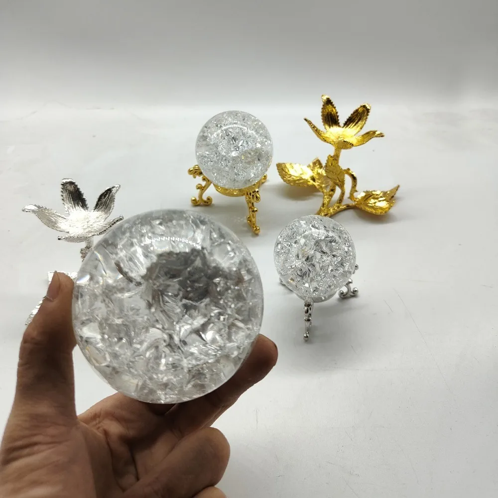 Transparent Handicraft Diy Ice Crack Glass Marble Crystal Ball Magic Sphere Decorative Home Decoration