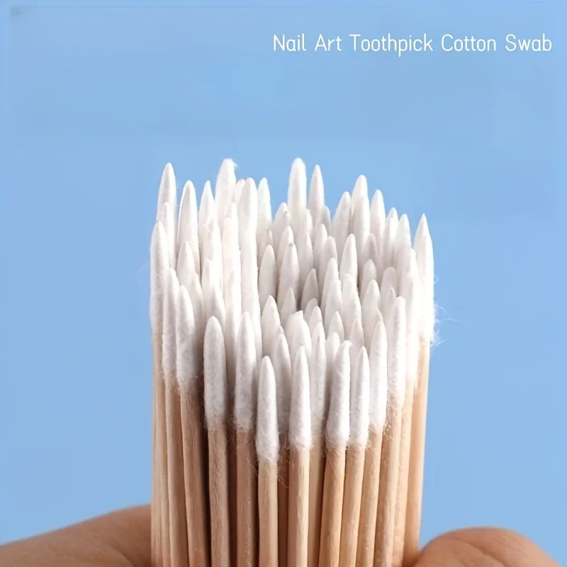 500Pcs Large Capacity Precision Pointed Wood Cotton Swabs, Soft Clean Tips Portable Multifunctional Cotton Sticks for Nail Polis