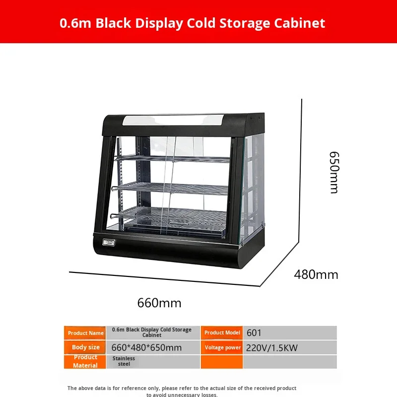 Black Insulated Commercial Display Cabinet with Constant Temperature for Fried Chicken and Burger Food Heating