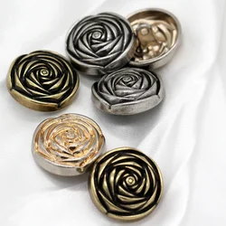 HENGC 15/20/23mm Rose Flower Gold Metal Buttons for Sewing Vintage Women Coat Suit Sweaters DIY Crafts Decorative Button