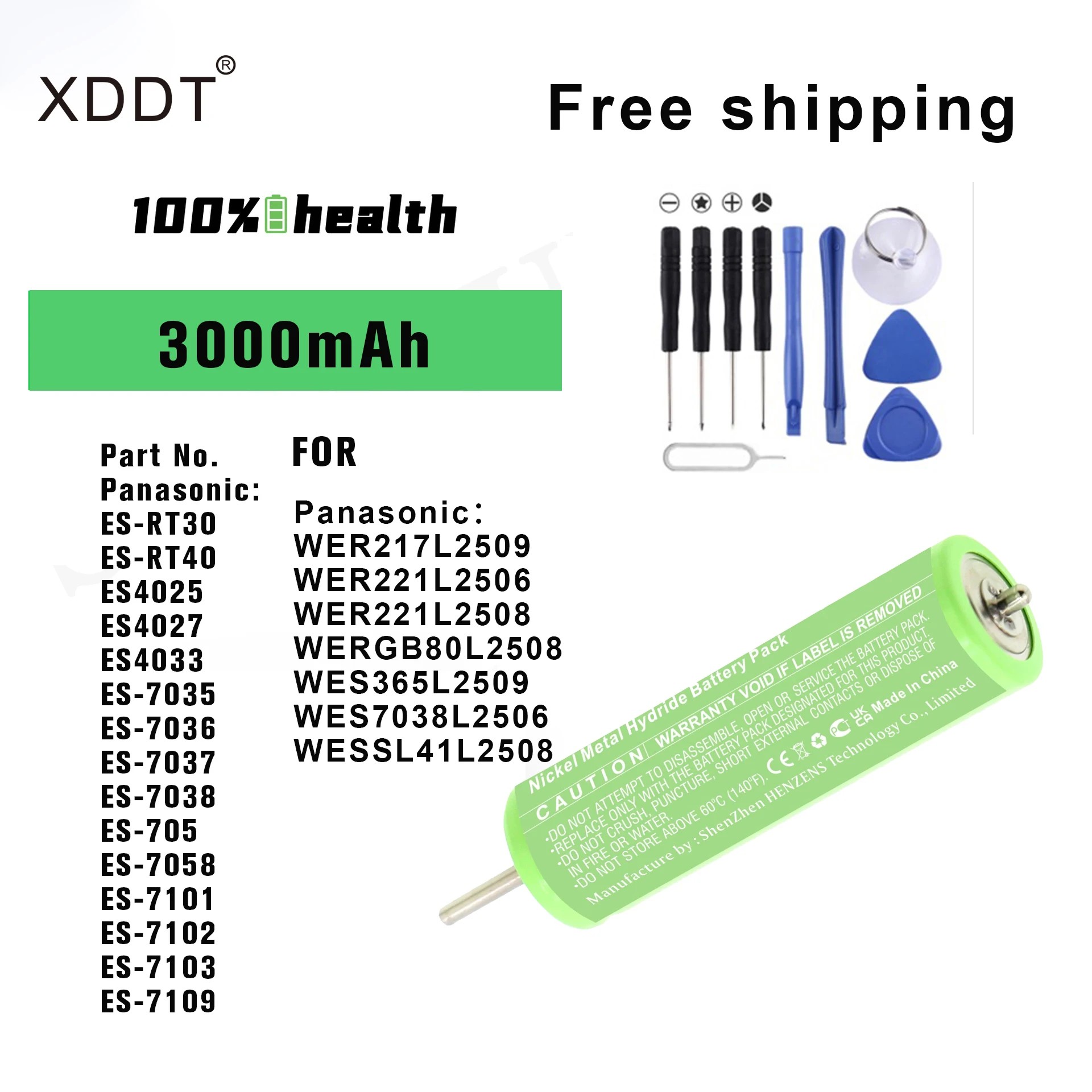 

3000mAh Shaver Battery for Panasonic ES3050,ES7047,ES8017,ES7013,ES8067,ER-5209,CA35,CA70,ES-718,EW1311,EWDJ40,RW30