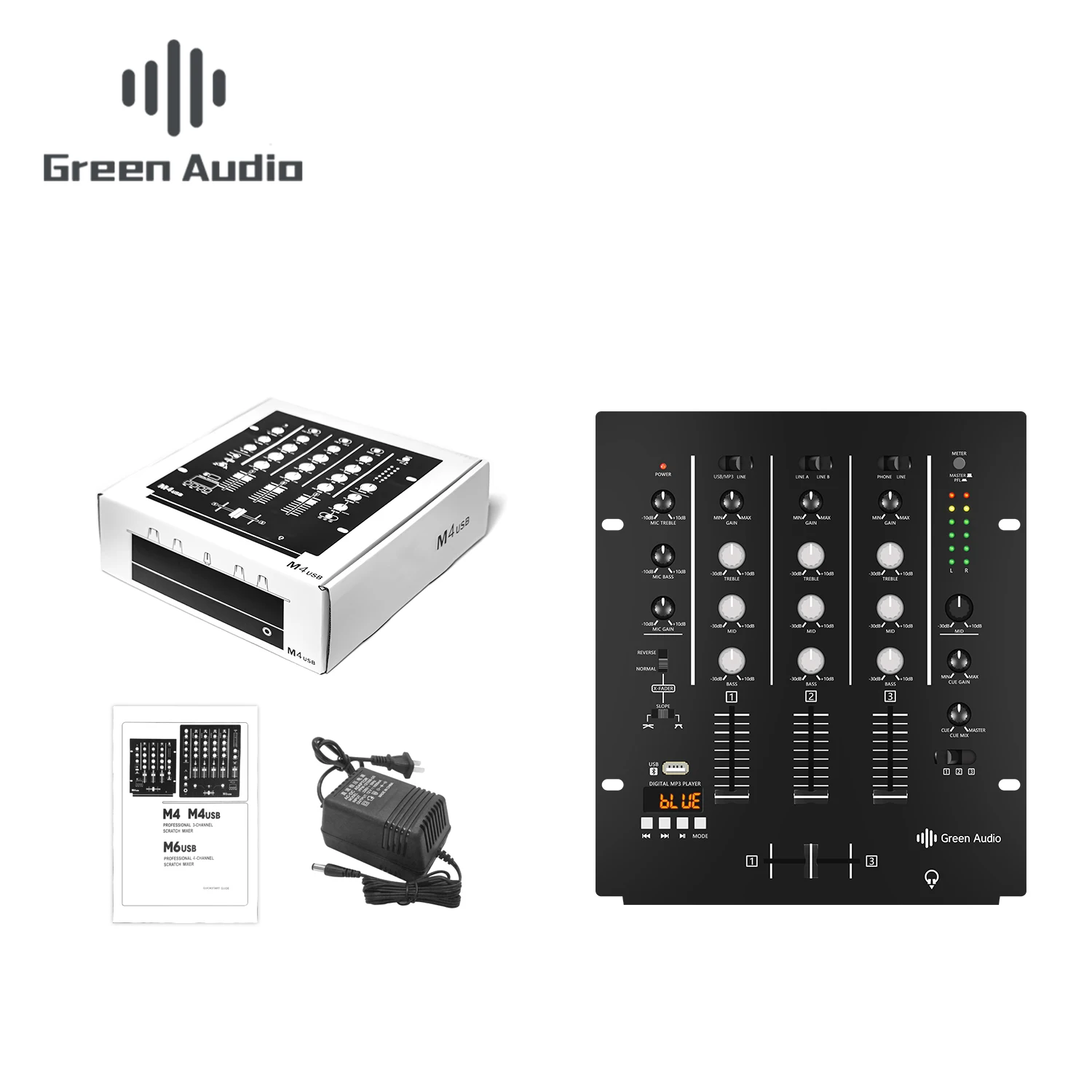 GAX-DM4 professional audio video mixer dj 8 Channel Digital Sound mixing Console 48V Phantom Power