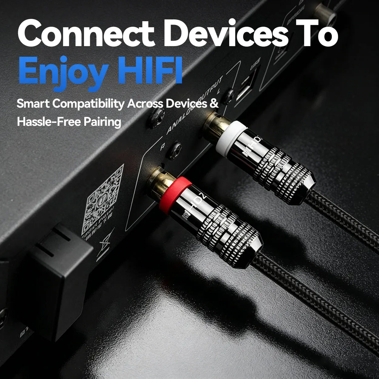 HHDZI RCA Audio Cable Gold Plated Plug 5N OFC Braided HiFi Interconnect Cord for Amplifier DAC Speaker