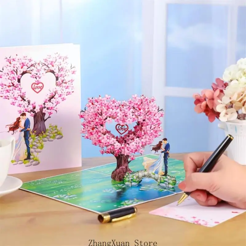 3D-Popup-Valentinstagkarte für einzigartige Partyfeiern, handgefertigte Grußkarte mit Umschlag, elegantes Geburtstagsgeschenk – Detail 7