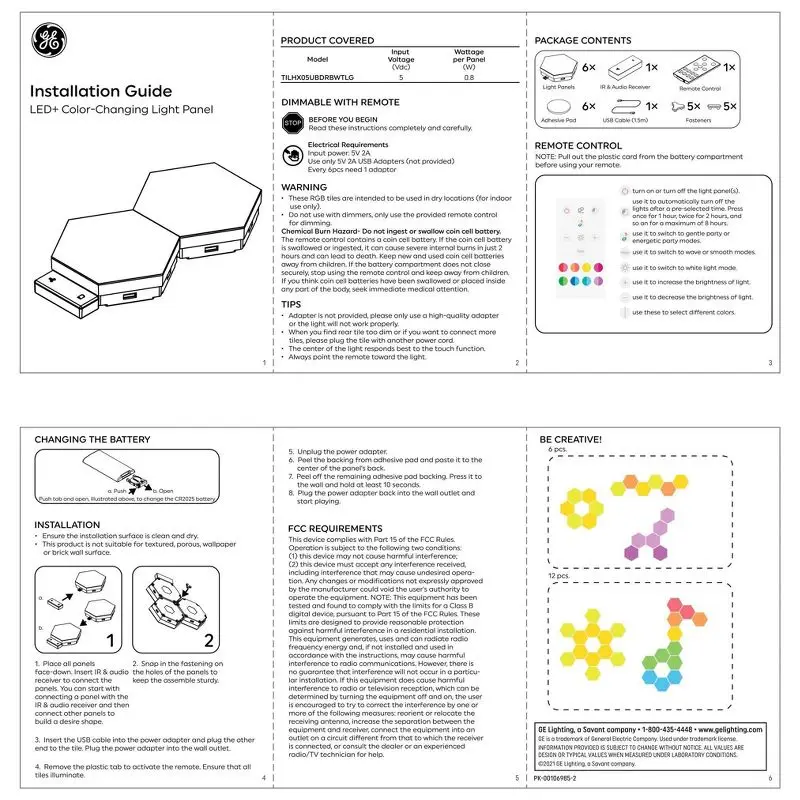 6 Pack Hexagon LED Panel Lights with Remote Music Sync 16 Colors Dimmable Modern Mosaic Decor for Room Home Party