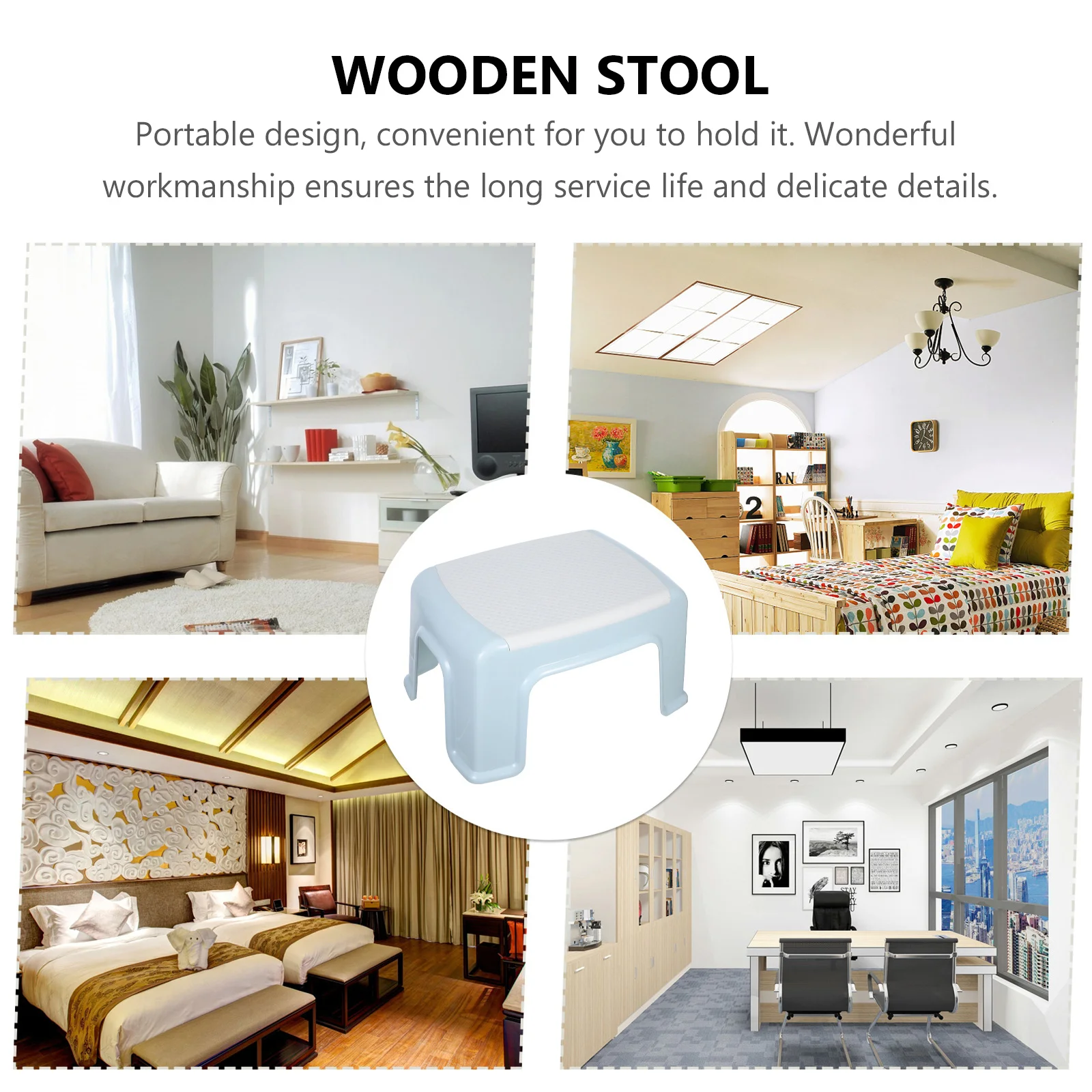 Shoe Changing Stool Lightweight Plastic Step For Bathroom Kitchen Bed Non-Slip Footrest Small Climbing