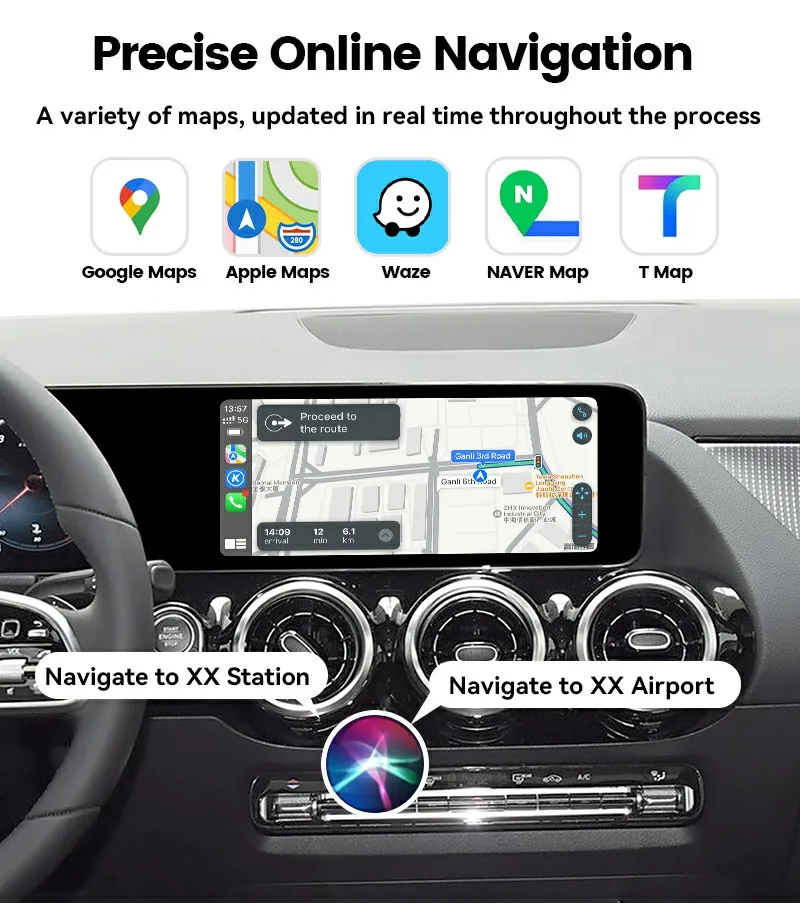 Kabelloses CarPlay Android Auto Interface für Mercedes Benz A W177 GLB GLA CLA Klasse 2019-2022 NTG6.0 MBUX OEM Upgrade mit Touch-Funktion – Detail 12