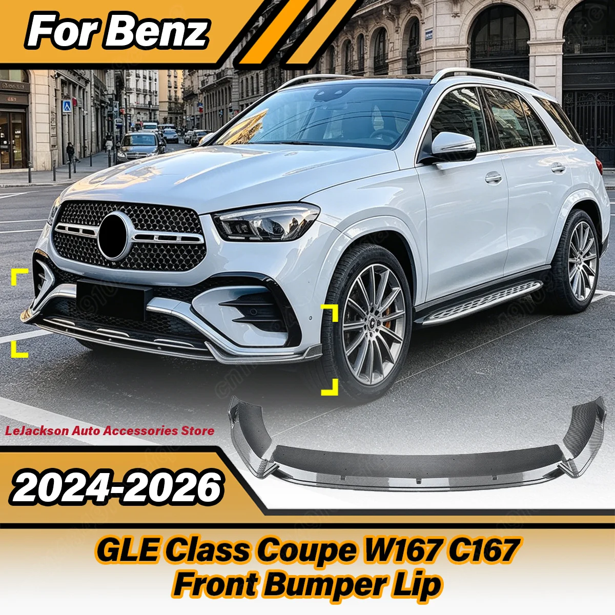 

For Mercedes Benz GLE Class Coupe W167 C167 2024 2025 2026 Auto Front Bumper Lip Car Front Chin Spoiler Body Modification Kit