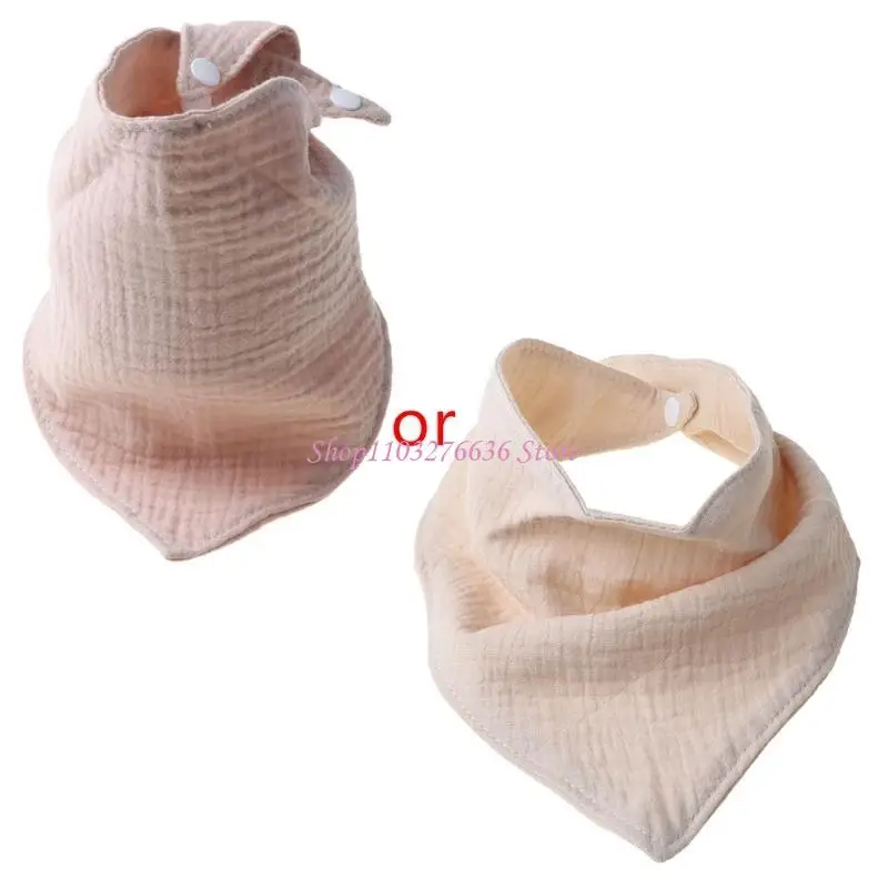 

R6FD Baby Feeding Drool Bib Newborn Solid Color Absorbent Bibs Triangular Scarf Soft Cotton Gauze Breathable Saliva To