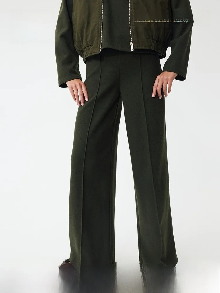 

H&M Summer Women's Wide Leg Pants High Waist Casual Style Polyester Cotton Blend High Waist Trousers for Ladies
