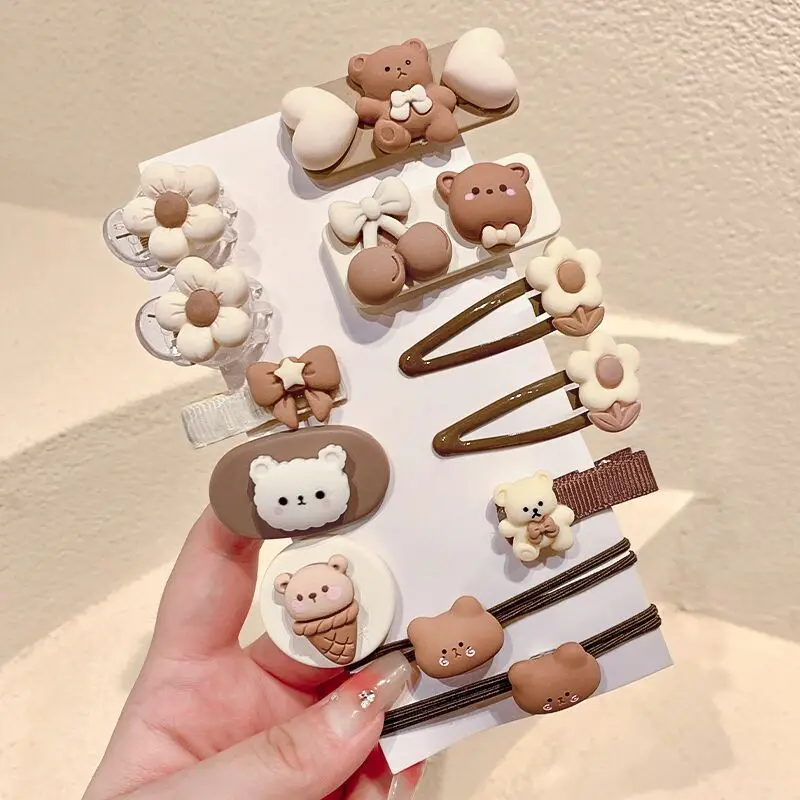 12pcs Lovey Kids Girl Headwear Kawaii Cartoon Animal Hair Clip Hair Band Set for Baby Girl Hair Accessorie for Little Girl