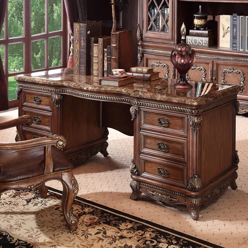 European-style large class desk, household high-end design supervisor conference table, American antique luxury desk, quality de