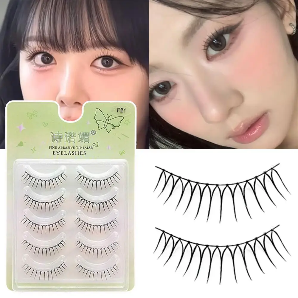 

5 Pairs Of False Eyelashes Lash Extension Clear Stem Eyelashes Natural U-shaped Fake Lash Makeup Products Sweet Lash Cluster