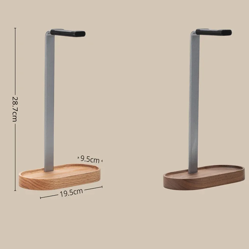 Black Walnut Solid Wood Headphone Stand Metal Alloy Headphones Display Earphone Desktop Storage E-sports Gaming Headset Hanger