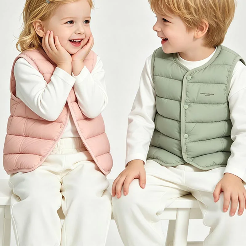 Children Autumn Winter Boys Solid Cotton Vest Layering Girls Children Warm Thermal Vest Baby Casual Wear Sleeveless Jacket