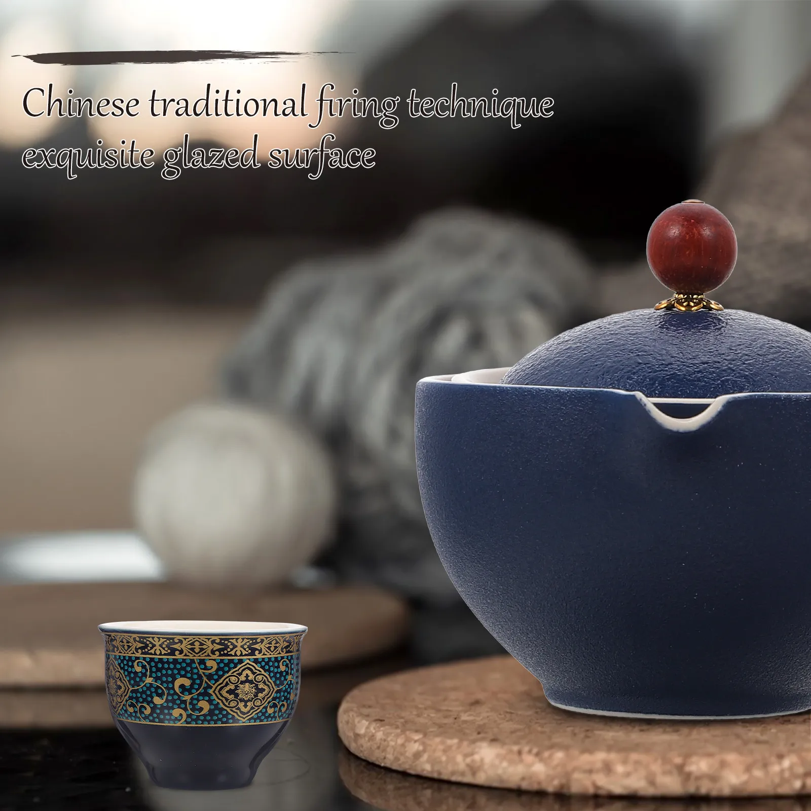 

1Pcs Side Handle Teapot Premium Ceramic Stainless Steel Wood Construction Desktop Teapot Elegant Retro Tea Pot Housewarming Gift