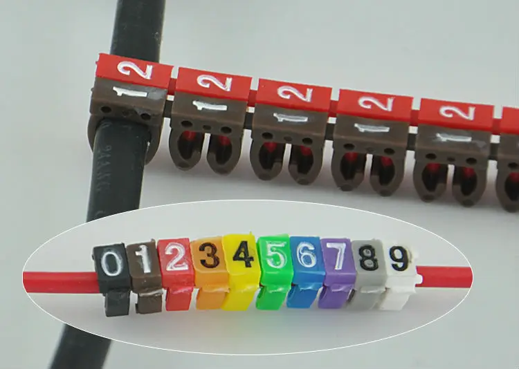 100PCS Cable Marker For 2.5 sqmm Colored Number 0 to 9 Each 10pcs Distinguish Wires