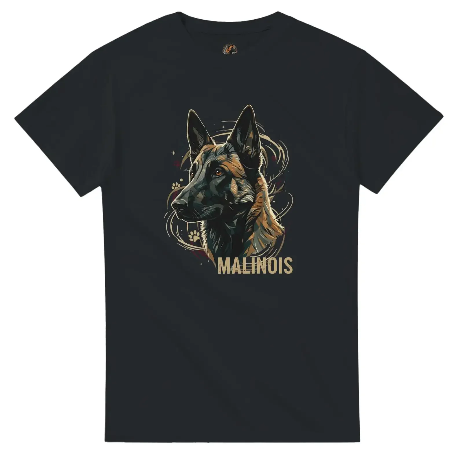Camiseta de Malinois Belga de alta calidad con estampado europeo, para amantes de los perros de trabajo, negra, vintage, lavada, cómoda, elástica, unisex, con gráfico.
