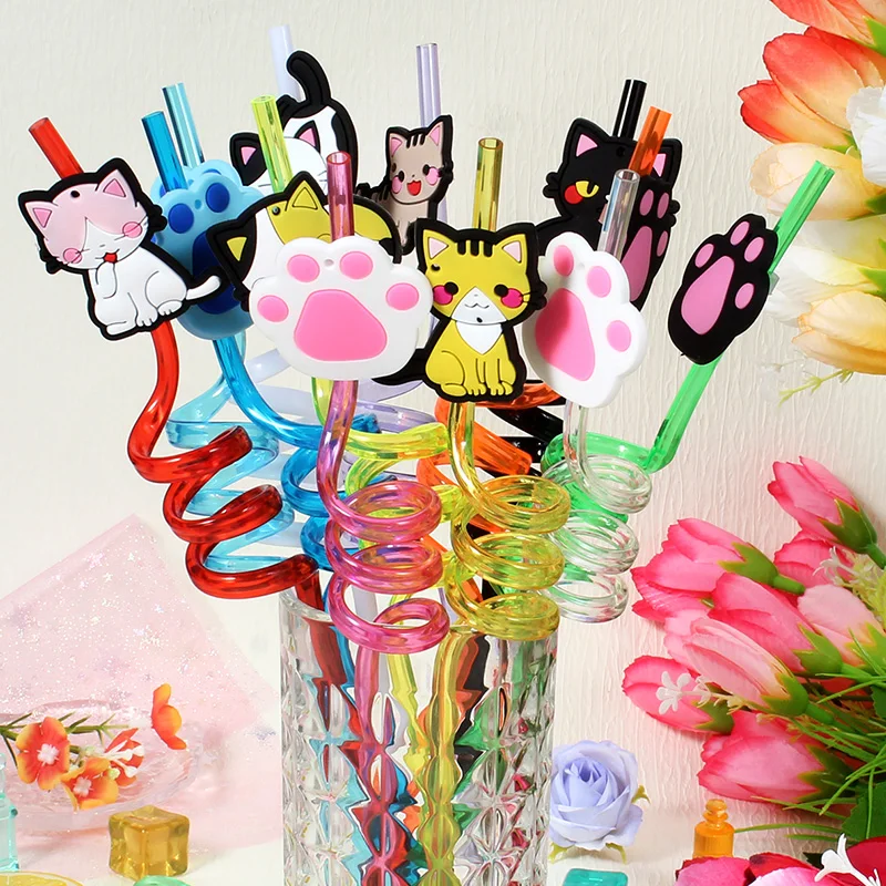 12-pack of cat-paw-shaped straws—reusable and perfect as par