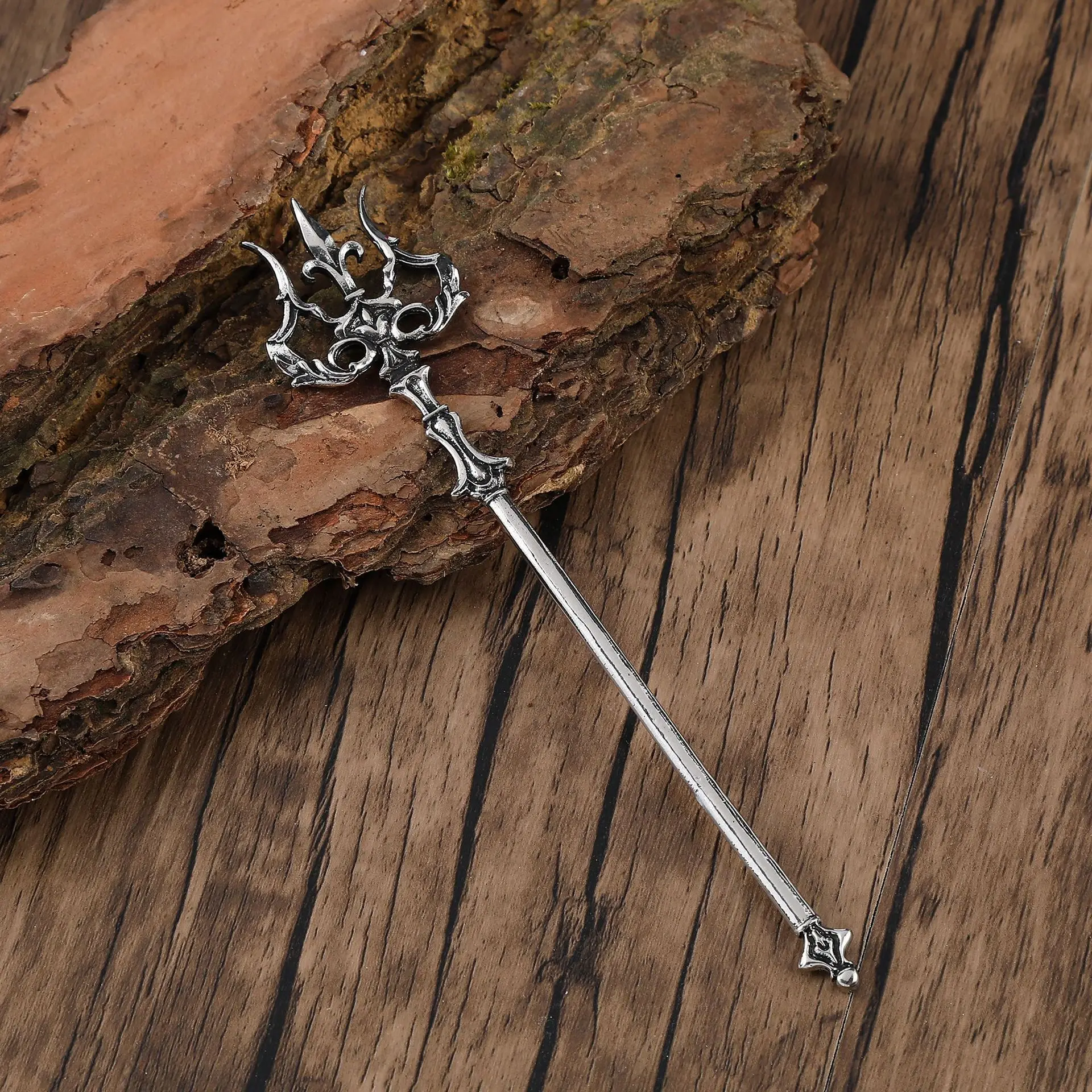 2pcs Retro Punk Trident Sword Alloy Hair Clip Set Nordic Norwegian Viking Weapons Traditional Chinese Headwear Gift Selection