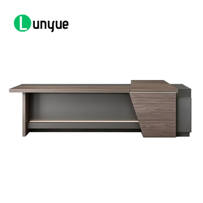 Luxury Modern L-Shaped Executive Desk Large Custom Administrative Workstation Durable High-Grade Wood Steel Frame