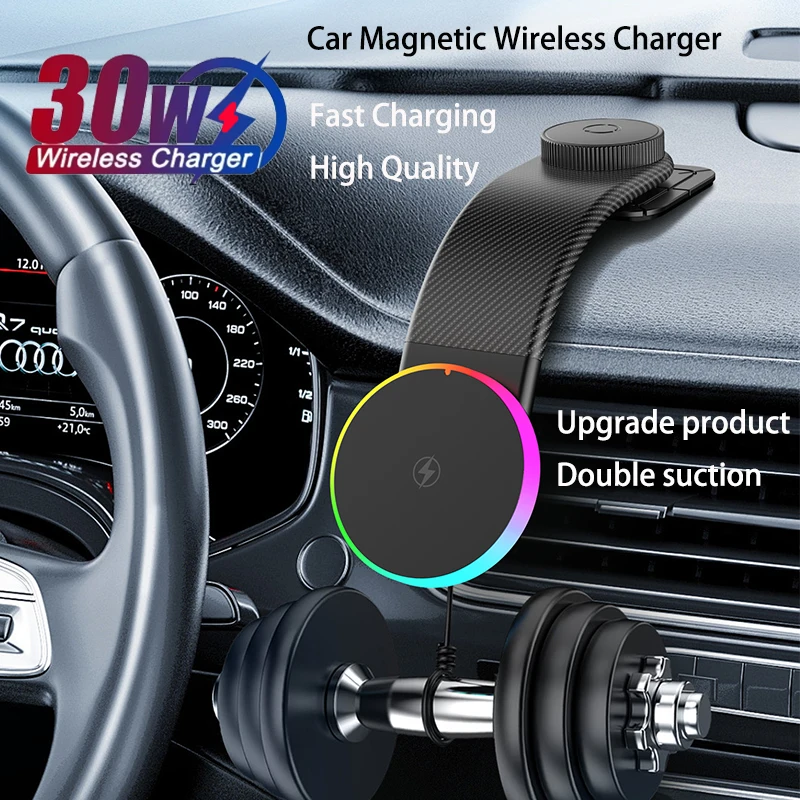PRAISER حامل هاتف السيارة شاحن لاسلكي مغناطيسي 30 واط شحن سريع آيفون 16 15 14 13 برو ماكس سامسونج ممن لهم شاومي #1