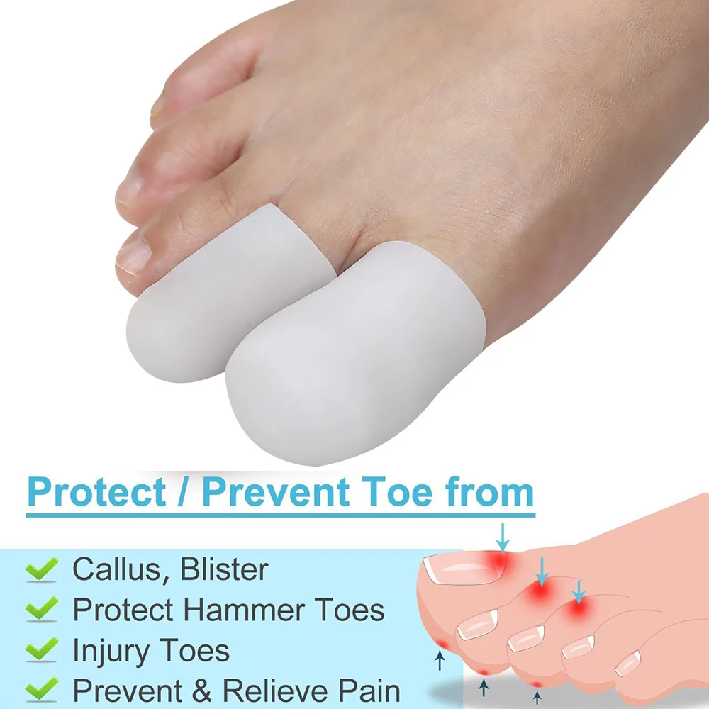 Pexmen 2Pcs Silicone Toe Caps Gel Toe Covers Provide Protectors and Cousions Relief Pain from Toe Blisters Corns and Calluses