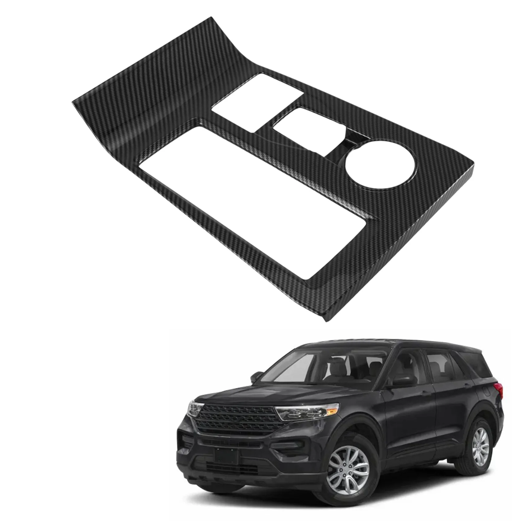 

Firmly Car Carbon Fiber Center Console Gear Shift Panel Water Cup Holder Cover Trim Stickers for Ford Explorer 2022 2023