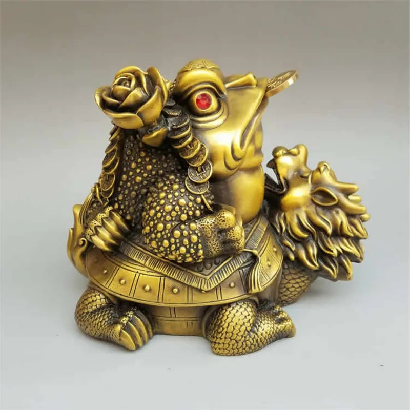 Golden Toad Ornament Decorative Gift Brass Dragon Turtle Home Decoration